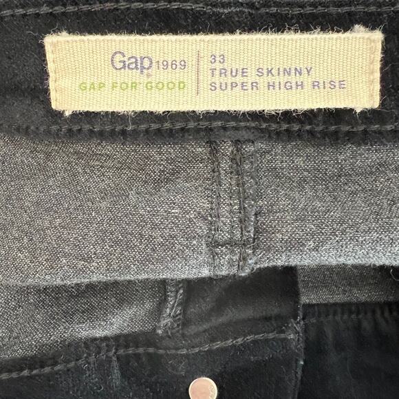 Gap Womens Velour Corduroy Pants Size 33 Black True Skinny Super High Rise - Picture 4 of 6